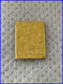 Valcambi Gold 1 Gram. 9999 Fine Bar Chi Essayeur Fondeur