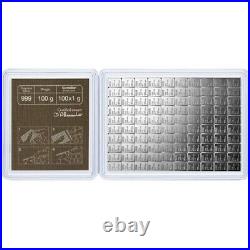 Valcambi Suisse 100 Gram Silver CombiBar (100x1g with Assay). 999 Fine In Assay