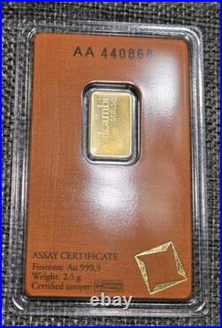 Valcambi Suisse 2.5 Troy Oz Gold Bar In Assay. 9999 Fine Gold! Swiss Gold Valcambi Suisse 2.5 Troy Oz Gold Bar In Assay. 9999 Fine Gold! Swiss Gold