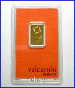 Valcambi Suisse 5g 999.9 Fine Gold Bar in Assay