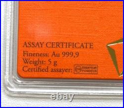 Valcambi Suisse 5g 999.9 Fine Gold Bar in Assay
