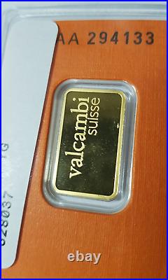 Valcambi Suisse 9999 Au Fine Pure Gold 5g Five Grams Bar