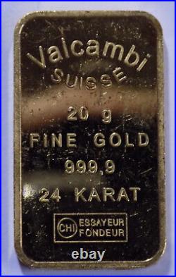 Valcambi Suisse Rose 20 grams. 9999 fine gold art bar rarer