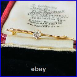 Victorian 15ct, 15k, 625 Rose Gold, Diamond 0.30ct solitaire bar brooch, tie pin