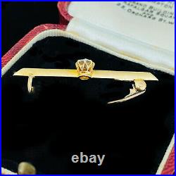 Victorian 15ct, 15k, 625 Rose Gold, Diamond 0.30ct solitaire bar brooch, tie pin