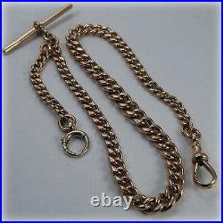 Victorian 9ct solid Rose Gold 11 Graduated Single Albert Chain and T-bar, 1899