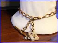 Victorian Gold Filled Bracelet with Jeweled Double MOP Book Fob & T Bar