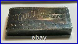 Vintage 100 oz. 999 Fine Silver Gold Standard, Engelhard Bar, with Toning, # 921