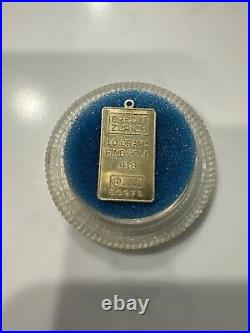 Vintage 10K Gold Pendant Charm CREDIT ZURICH 1.0 GRAMS Fine Gold. 418 Bar Ingot
