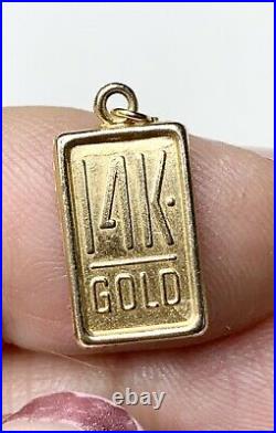 Vintage 14k Gold Bar Charm, Solid gold Charm. Fine Jewelry