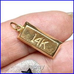 Vintage 14k Gold Bullion Bar Pendant Charm, Hollow, Fine Jewelry