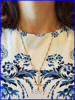Vintage 14k Gold Figaro Necklace Watch Chain T-Bar 3 Charms 13.6 G 22 Scrap Not