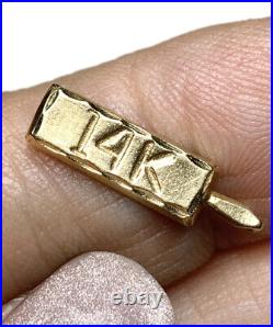 Vintage 14k gold bullion bar Charm, 1980s, signed Michael Anthony, Fine jewelry