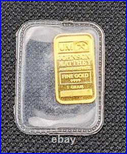 Vintage 1 Gram Gold Bar JM Johnson Matthey 9999 Fine Sealed #4361