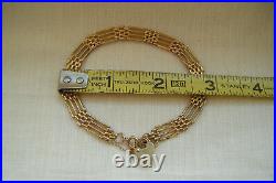 Vintage 9ct yellow gold four bar gate padlock bracelet. 375 5.42 grams