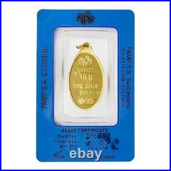 Vintage Assay 10 gram Gold PAMP Suisse Lady Fortuna Oval Pendant. 9999 Fine