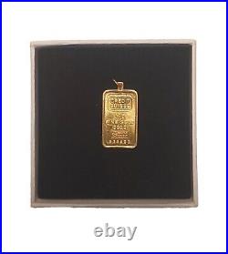 Vintage Credit Suisse 10g Fine Gold 999.9 Bar Pendant CHI Essayeur Fondeur