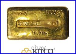 Vintage Engelhard 16.075 oz Fine Gold Poured bar 999 #160582