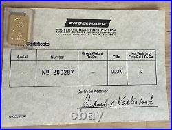 Vintage Engelhard 1/4 Oz Gold Bar 999.9 Fine Scarce E MC Logo with Assay cert