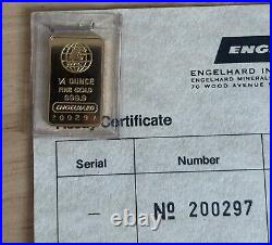 Vintage Engelhard 1/4 Oz Gold Bar 999.9 Fine Scarce E MC Logo with Assay cert