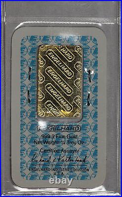 Vintage Engelhard 1/4 oz. 9999 Fine Gold Bar In Sealed Assay Certificate #205689