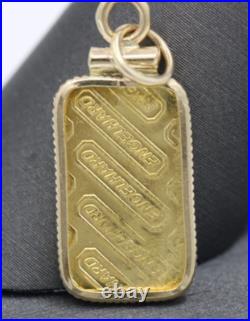 Vintage Engelhard 1 gram Fine Gold 999.9 Gold Bar in 14k Bezel Pendant G8728 Vintage Engelhard 1 gram Fine Gold 999.9 Gold Bar in 14k Bezel Pendant G8728