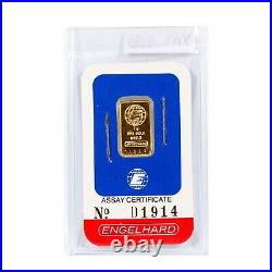 Vintage Engelhard 1g. 9999 Fine Gold Bar D1914 Scarce