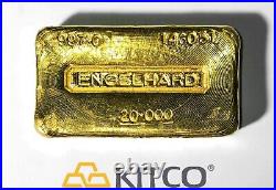 Vintage Engelhard 20 oz Fine Gold Poured bar Beautiful Pour Lines 997.0 #146051
