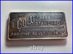 Vintage Engelhard Gold Standard 10 oz #6402.999 Fine Silver Bar 5,000 Mintage