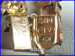 Vintage Estate 14k Gold Red Garnet Tennis Bracelet Signed Ae Gold Bars Gemstones