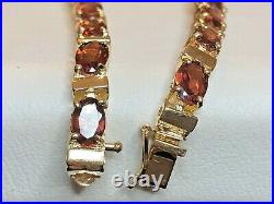 Vintage Estate 14k Gold Red Garnet Tennis Bracelet Signed Ae Gold Bars Gemstones