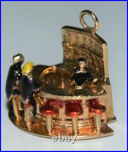 Vintage Gold Charm 14 K Jewelry Drinking Bar Movable Kinetic Enamel MCM 1950
