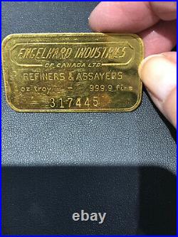 Vintage Gold Engelhard Industries Of Canada 1 Oz. 999.9 Fine Bar