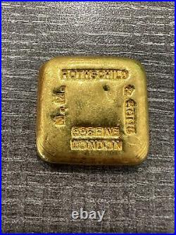 Vintage Gold Rothschild Poured Bar 5 Tolas 1.87 oz. 996 Fine
