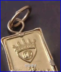 Vintage ITALY. 999 Fine Gold Bar Pendant Charm 1 Gram 24k Vintage ITALY. 999 Fine Gold Bar Pendant Charm 1 Gram 24k