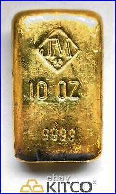 Vintage Johnson Matthey 10 oz Fine Gold Poured bar 9999