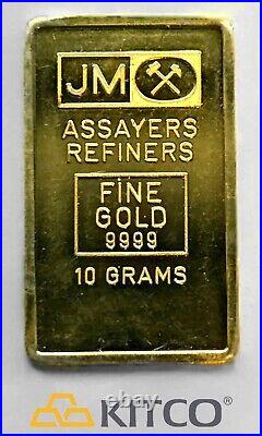 Vintage Johnson Matthey 10g Fine Gold Minted bar 9999