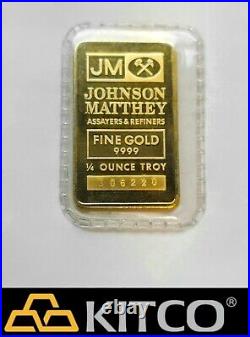 Vintage Johnson Matthey 1/4 oz Fine Gold Minted bar 9999 #006220