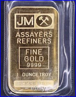 Vintage Johnson Matthey 1 oz Gold. 9999 Fine Bar Sealed Sequential Serial Pair