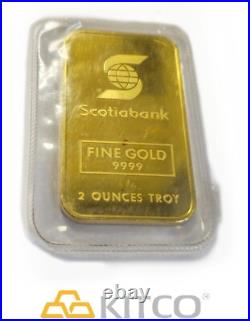 Vintage Johnson Matthey 2 oz Fine Gold Minted Scotiabank bar 9999 #005558