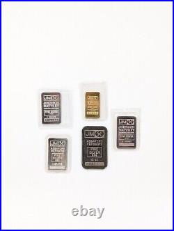 Vintage Johnson Matthey 5 Gram Gold Bar & Silver Set 9999 Fine #043200 1/2 Ounce