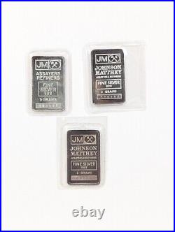 Vintage Johnson Matthey 5 Gram Gold Bar & Silver Set 9999 Fine #043200 1/2 Ounce