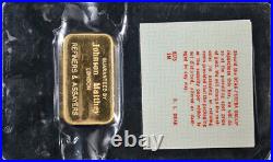 Vintage Johnson Matthey London Mint 1.0 Ounce Gold Bar. 9999 Fine OGP Sealed