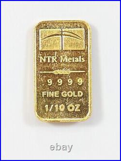 Vintage NTR Metals 1/10th Ounce. 9999 Fine Gold Bar Super Rare