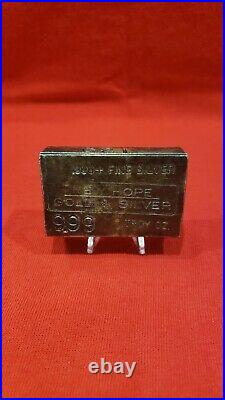 Vintage New Hope Gold And Silver 9.99 Troy Oz. 999 Fine Silver Odd Weight Bar