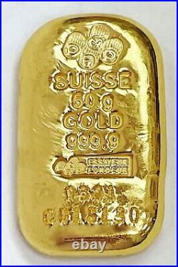 Vintage Pamp Suisse Gold 50 Grams. 9999 Fine Poured Bar