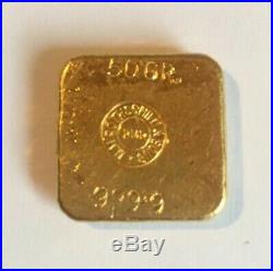 Vintage Rothschild & Sons R. M. R. RARE POURED Fine Gold Bar 50 Grams Rothchild