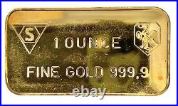 Vintage Schweizerischer Bankverein 1 oz. 9999 Fine Gold Bar Very Rare