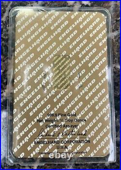 Vtg Engelhard 1/2 Troy Ounce. 9999 Fine Gold Bar Sealed Assay Card & Coa Rare