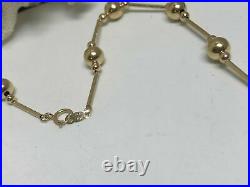 Vtg Solid 14K Yellow Gold Ball Bead Bar/Tube Beaded Necklace 17 ZRW Estate QVC